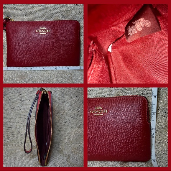 Coach Wristlet in Red Apple New Corner Zip Wristlet NWOT - Picture 4 of 7